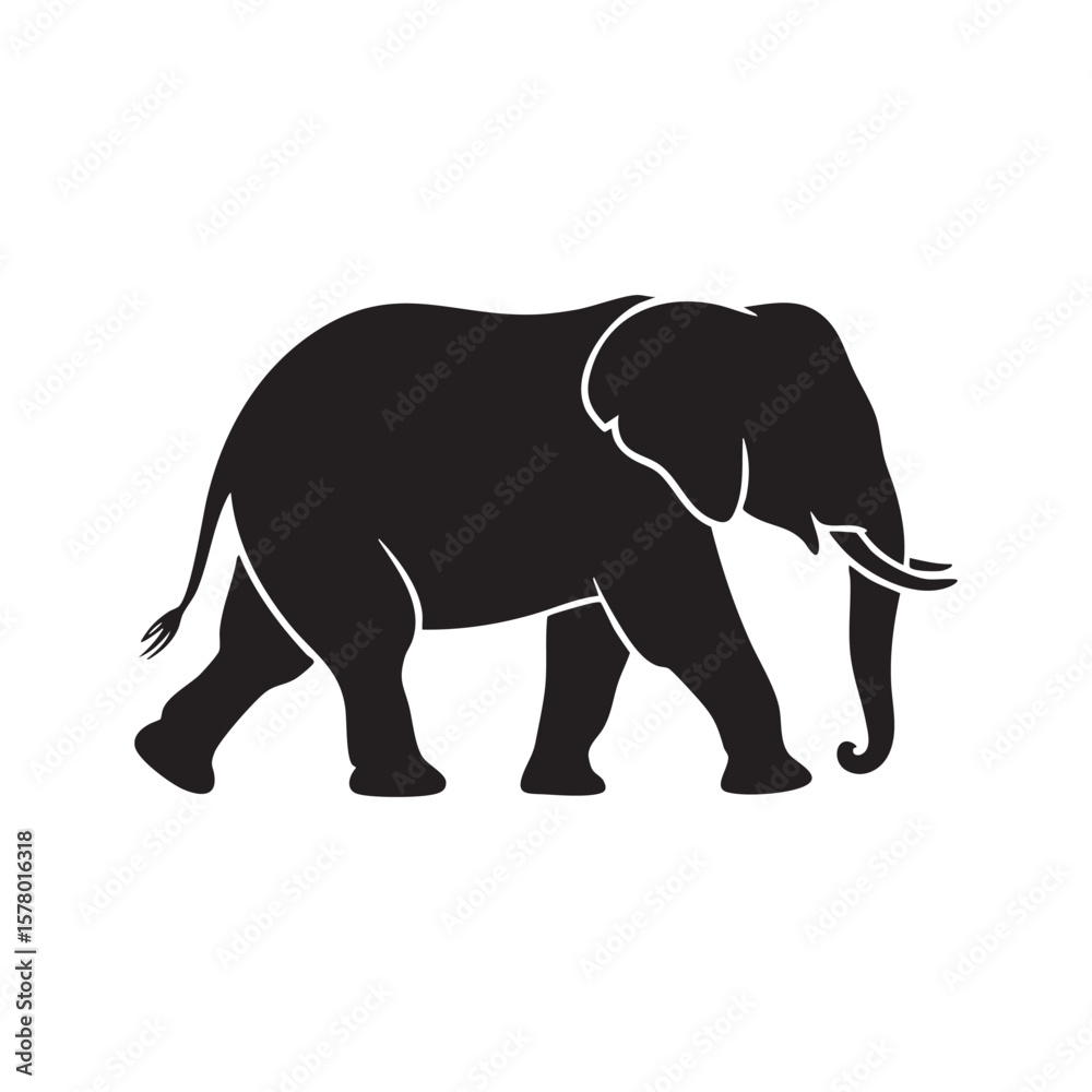 Simple Black Elephant Silhouette Walking Profile Vector Graphic Illustration For Design Projects And Creative Artwork Simple Black Elephant Silhouette Walking Profile Vector Graphic Illustration For Design Projects And Creative Artwork