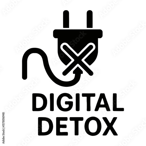 Vector icon of unplugged plug symbol for digital detox.