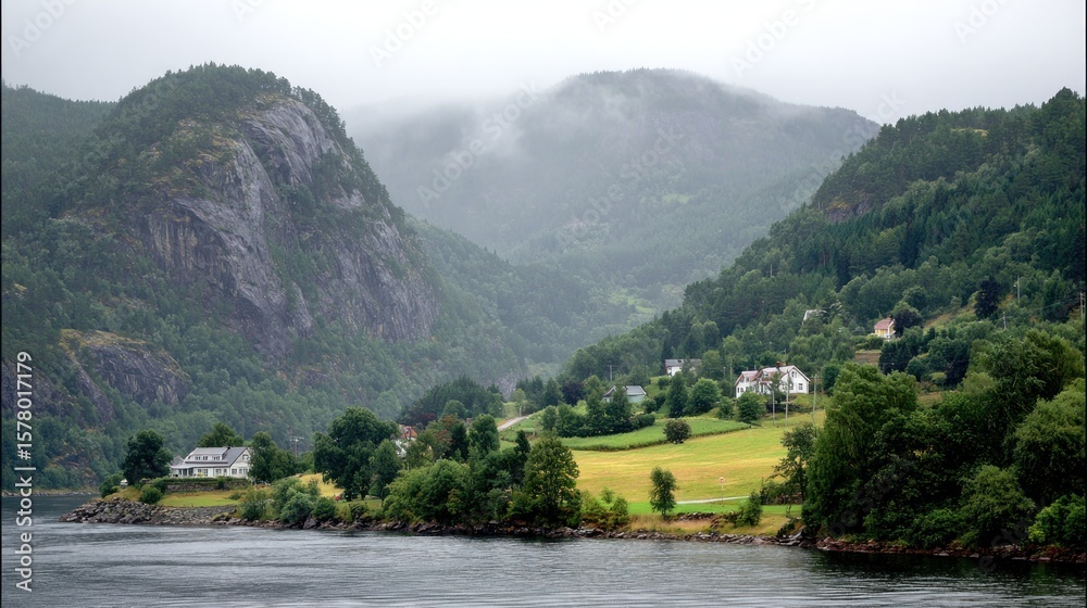 Misty fjord landscape Misty fjord landscape