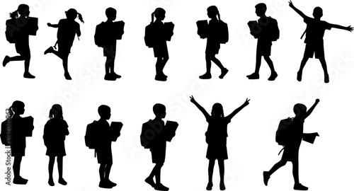 kids back to school silhouettes
