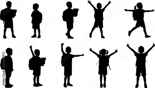 kids back to school silhouettes