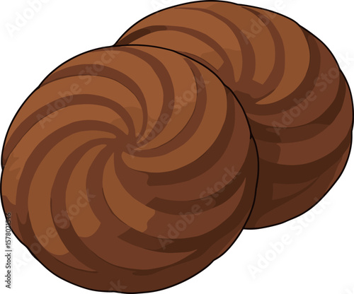 2枚のチョコクッキーのイラスト