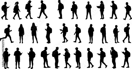 Back to school students silhouettes vector illustration design concept
