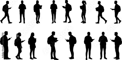 Back to school students silhouettes vector illustration design concept