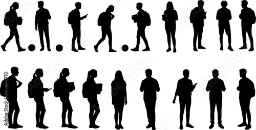 Back to school students silhouettes vector illustration design concept