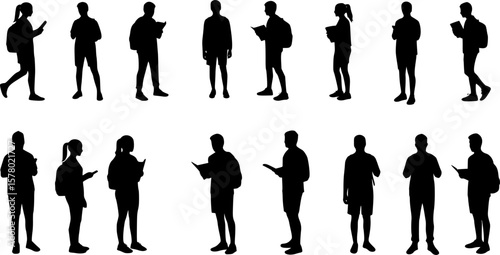 Back to school students silhouettes vector illustration design concept