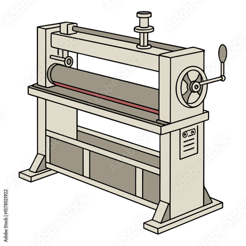 Creative Sheet Metal Bending Machine Vector Illustration | Industrial Press Brake Design for Fabrication, Engineering, and Manufacturing Graphics