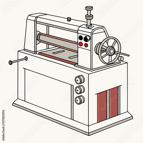 Creative Sheet Metal Bending Machine Vector Illustration | Industrial Press Brake Design for Fabrication, Engineering, and Manufacturing Graphics