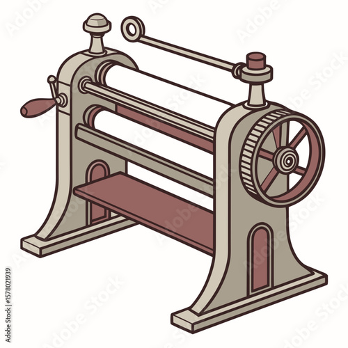 Creative Sheet Metal Bending Machine Vector Illustration | Industrial Press Brake Design for Fabrication, Engineering, and Manufacturing Graphics
