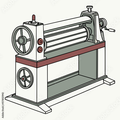 Creative Sheet Metal Bending Machine Vector Illustration | Industrial Press Brake Design for Fabrication, Engineering, and Manufacturing Graphics