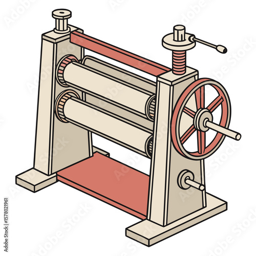 Creative Sheet Metal Bending Machine Vector Illustration | Industrial Press Brake Design for Fabrication, Engineering, and Manufacturing Graphics