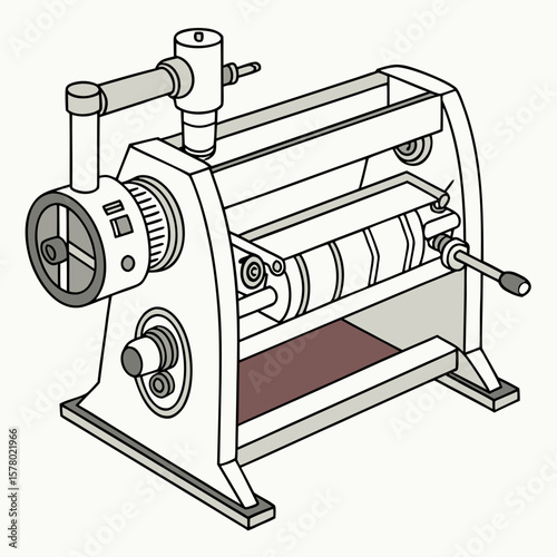 Creative Sheet Metal Bending Machine Vector Illustration | Industrial Press Brake Design for Fabrication, Engineering, and Manufacturing Graphics