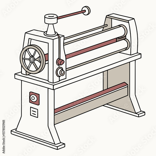 Creative Sheet Metal Bending Machine Vector Illustration | Industrial Press Brake Design for Fabrication, Engineering, and Manufacturing Graphics