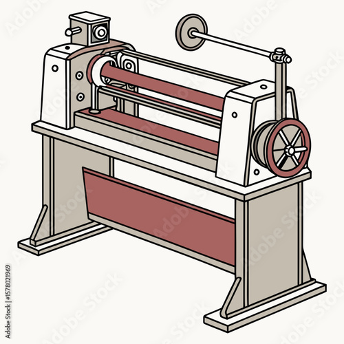 Creative Sheet Metal Bending Machine Vector Illustration | Industrial Press Brake Design for Fabrication, Engineering, and Manufacturing Graphics