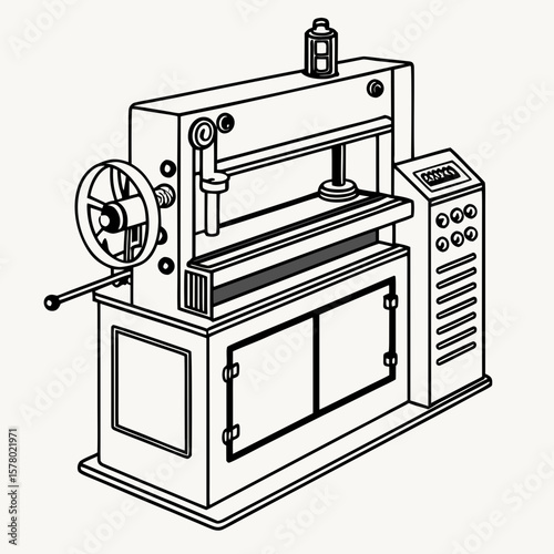 Creative Sheet Metal Bending Machine Vector Illustration | Industrial Press Brake Design for Fabrication, Engineering, and Manufacturing Graphics
