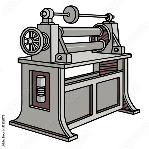 Creative Sheet Metal Bending Machine Vector Illustration | Industrial Press Brake Design for Fabrication, Engineering, and Manufacturing Graphics
