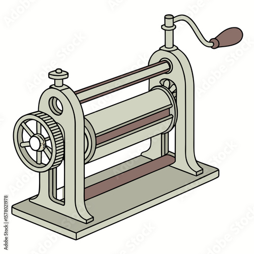 Creative Sheet Metal Bending Machine Vector Illustration | Industrial Press Brake Design for Fabrication, Engineering, and Manufacturing Graphics