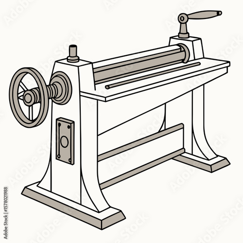 Creative Sheet Metal Bending Machine Vector Illustration | Industrial Press Brake Design for Fabrication, Engineering, and Manufacturing Graphics