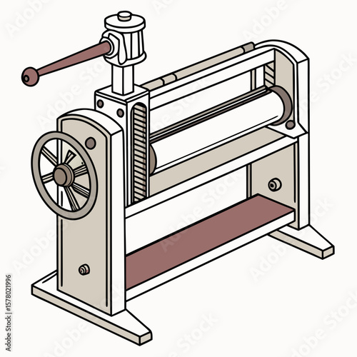 Creative Sheet Metal Bending Machine Vector Illustration | Industrial Press Brake Design for Fabrication, Engineering, and Manufacturing Graphics