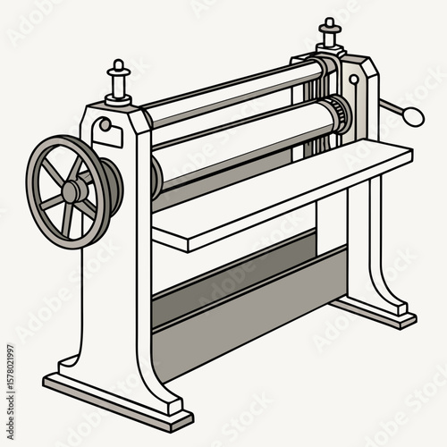 Creative Sheet Metal Bending Machine Vector Illustration | Industrial Press Brake Design for Fabrication, Engineering, and Manufacturing Graphics