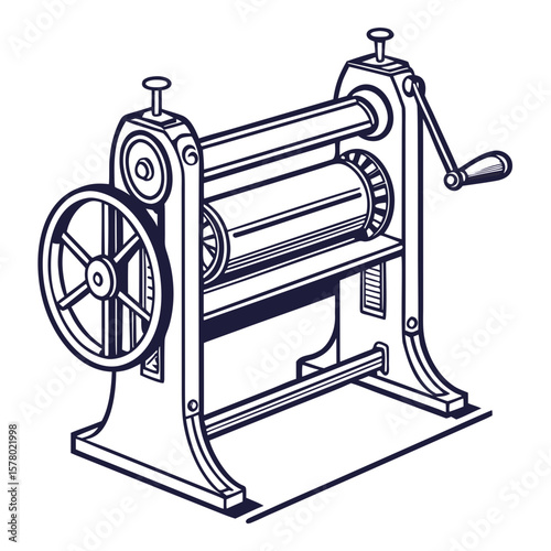 Creative Sheet Metal Bending Machine Vector Illustration | Industrial Press Brake Design for Fabrication, Engineering, and Manufacturing Graphics