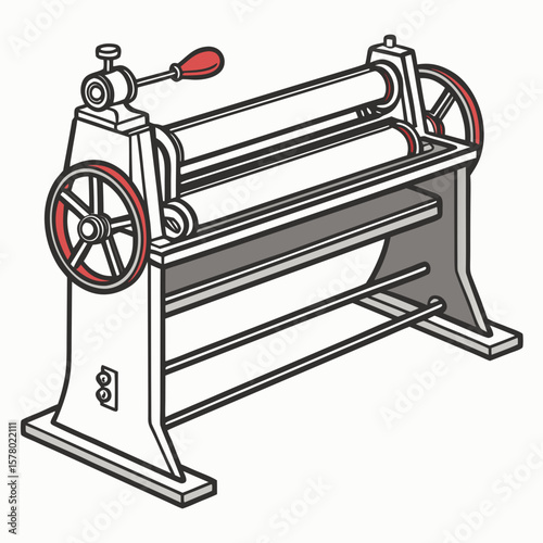 Creative Sheet Metal Bending Machine Vector Illustration | Industrial Press Brake Design for Fabrication, Engineering, and Manufacturing Graphics