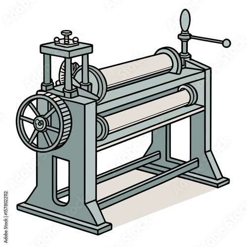 Creative Sheet Metal Bending Machine Vector Illustration | Industrial Press Brake Design for Fabrication, Engineering, and Manufacturing Graphics