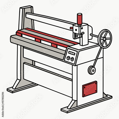 Creative Sheet Metal Bending Machine Vector Illustration | Industrial Press Brake Design for Fabrication, Engineering, and Manufacturing Graphics