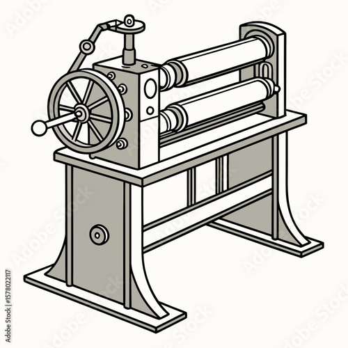 Creative Sheet Metal Bending Machine Vector Illustration | Industrial Press Brake Design for Fabrication, Engineering, and Manufacturing Graphics
