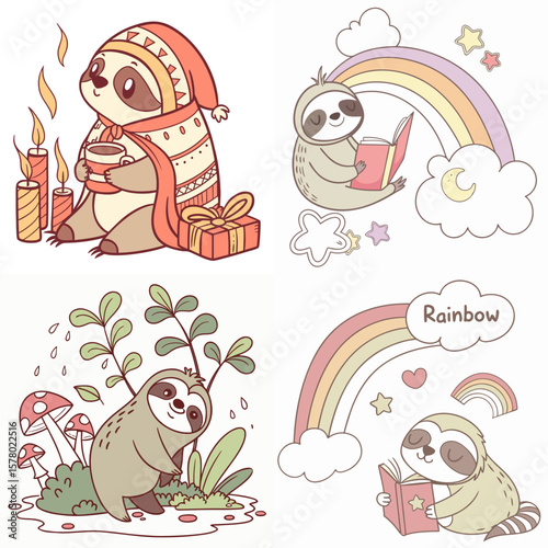 High-Quality lazy sloths Illustrations in Various Styles – SVG Bundle