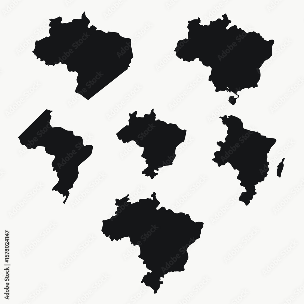 Naklejka premium Brazil Map States Regions Vector Set