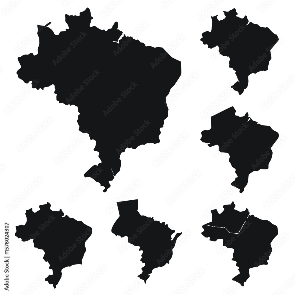 Fototapeta premium Brazil Map States Regions Vector Set