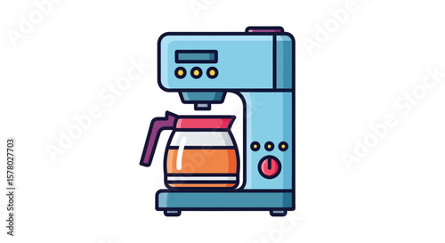 Coffee Maker in Action, Home Kitchen, Illustration, Modern Design, Bright Environment, Close-up View, Daily Ritual