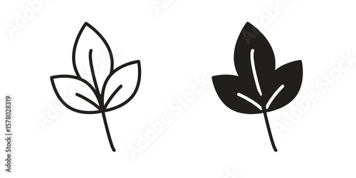 Basil icon symbol set in black. line and flat icons
