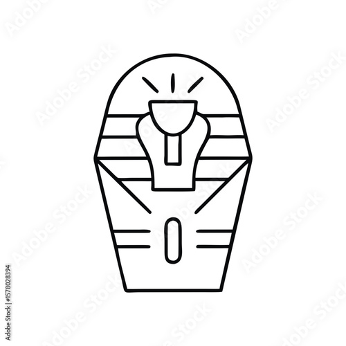 Egyptian sarcophagus icon design in black outline style