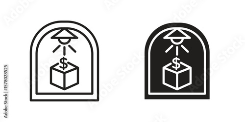 Business incubator icon symbol set in black. line and flat icons