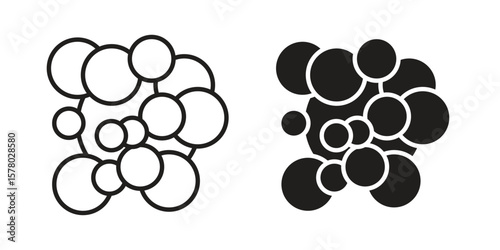 Cancer icon symbol set in black. line and flat icons