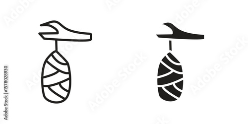 Cocoon icon symbol set in black. line and flat icons