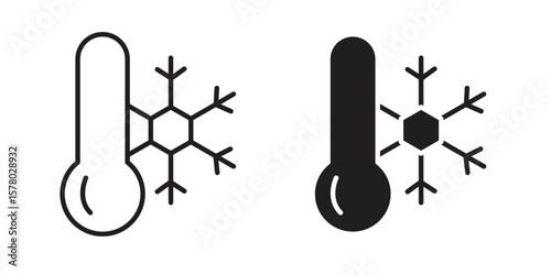 Cold icon symbol set in black. line and flat icons