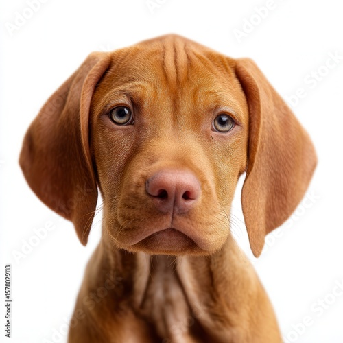 Wallpaper Mural Adorable Vizsla puppy with soulful expression looking directly at camera against clean white background, perfect for pet adoption or veterinary care advertising Torontodigital.ca