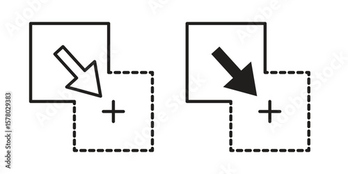 Drag and drop icon symbol set in black. line and flat icons