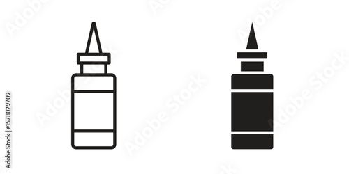 Glue icon symbol set in black. line and flat icons