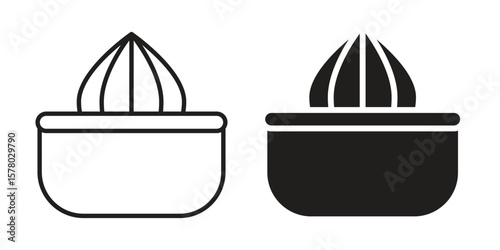 Hand Juicer icon symbol set in black. line and flat icons