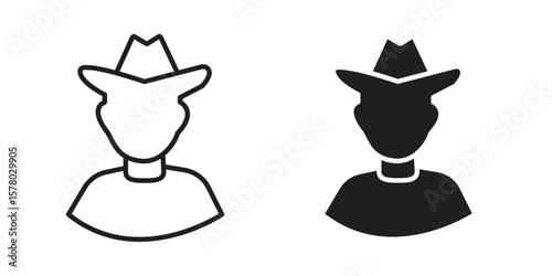 Hunter icon symbol set in black. line and flat icons