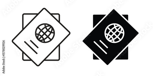 Immigration icon symbol set in black. line and flat icons