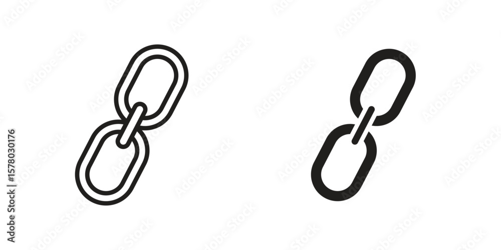 Fototapeta premium Link icon symbol set in black. line and flat icons