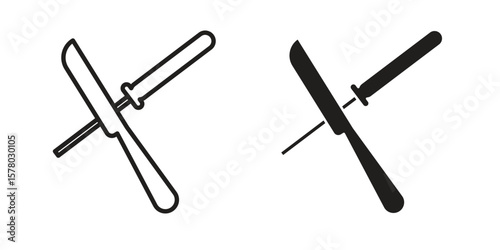 Knife sharpener icon symbol set in black. line and flat icons