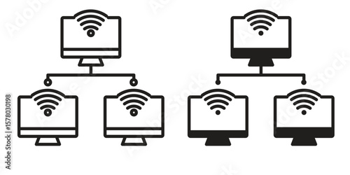 Local network icon symbol set in black. line and flat icons