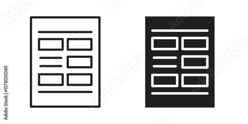 Mood board icon symbol set in black. line and flat icons