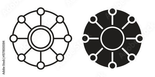 Multichannel icon symbol set in black. line and flat icons